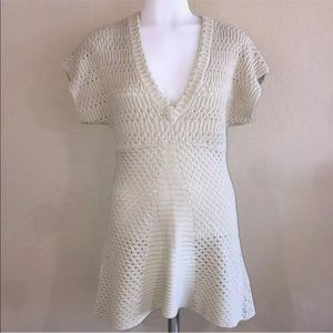 Calvin Klein Cream Ivory Knit Sweater Swim Cover M